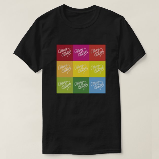 Retro Style Multicolor Merry Christmas T-Shirt (Design Front)