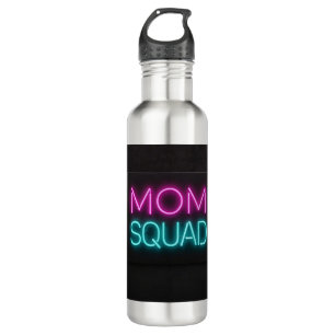 Retro-style ‘Mum Squad’ neon pink and teal  710 Ml Water Bottle