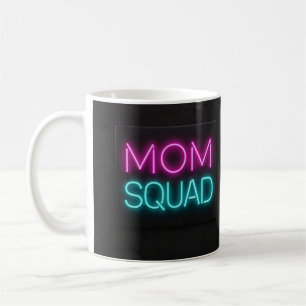 Retro-style ‘Mum Squad’ neon pink and teal Coffee Mug