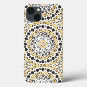 Retro Style Mustard Yellow and Black Medallion iPhone 13 Case