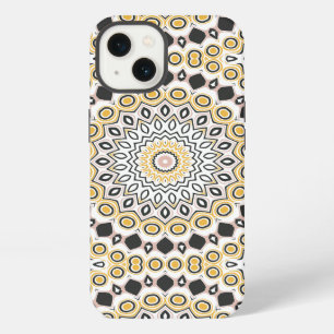 Retro Style Mustard Yellow and Black Medallion iPhone Case