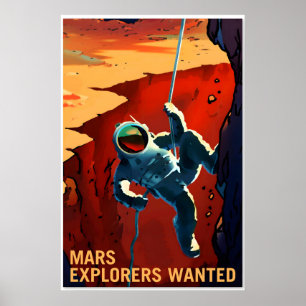 Retro Style NASA Travel Poster “Teach on Mars”
