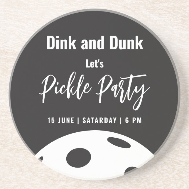 Retro Style Neon Black Themed Pickleball Birthday Coaster (Front)