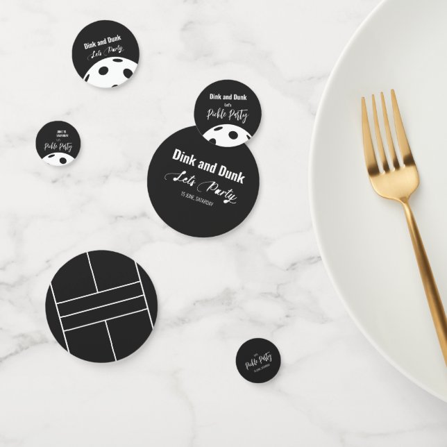 Retro Style Neon Black Themed Pickleball Birthday Confetti (Group)