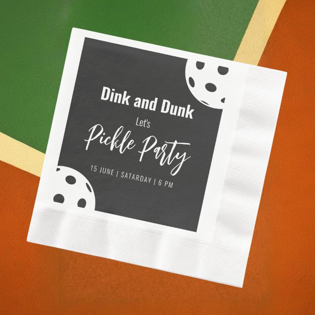 Retro Style Neon Black Themed Pickleball Birthday Napkin (Creator Uploaded)