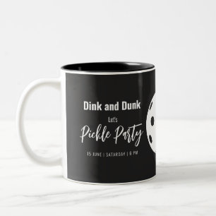 Retro Style Neon Black Themed Pickleball Birthday Two-Tone Coffee Mug