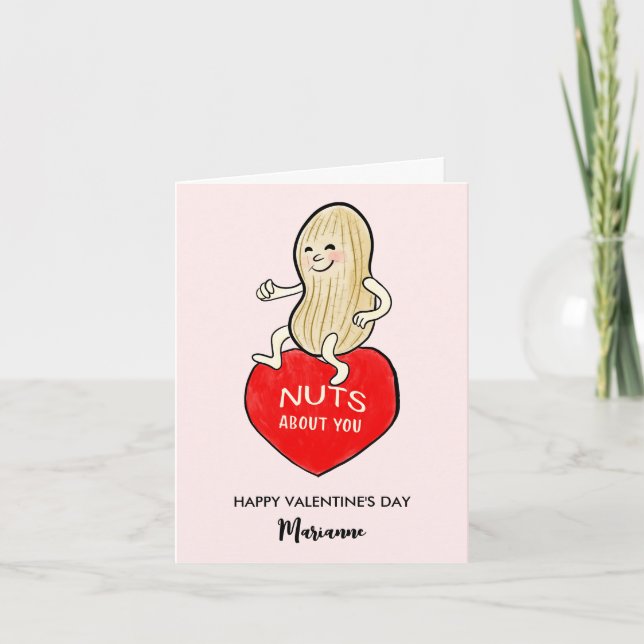 Retro Style Nuts About You Custom Valentine Holiday Card (Front)