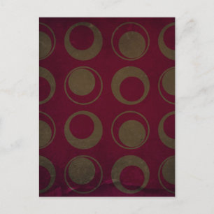 Retro style pattern sage circles on burgundy postcard
