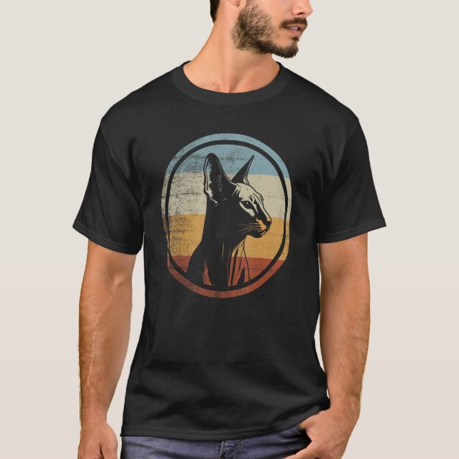Retro Style Peterbald Cat T-Shirt (Front)