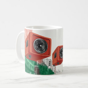 Retro-style portable radio cassette players coffee mug