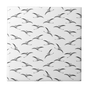 Retro Style Pterodactyl Print Dinosaur Art Pattern Ceramic Tile