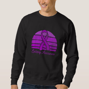 Retro Style Purple Ribbon Epilepsy Awareness Vinta Sweatshirt