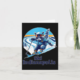 Retro Style Racoon Skiing In Indianapolis Indiana Card