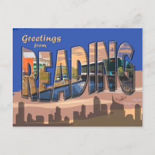 Retro Style Reading Postcard