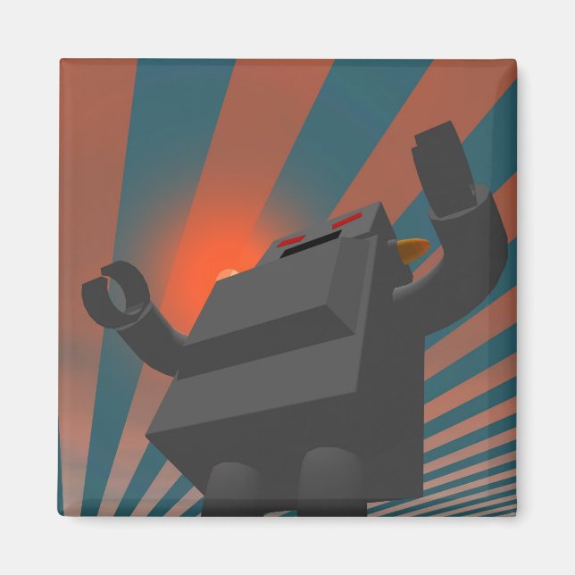 Retro Style Robot 4 Magnet (Front)