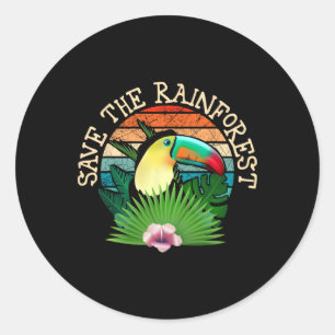 Retro Style Save The Rainforest Earth Day Nature L Classic Round Sticker