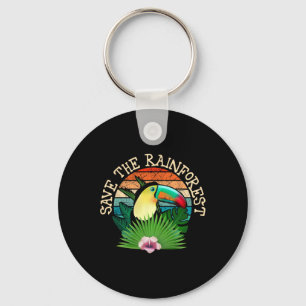 Retro Style Save The Rainforest Earth Day Nature L Key Ring