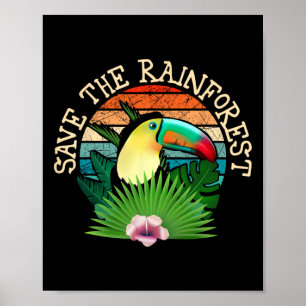Retro Style Save The Rainforest Earth Day Nature L Poster