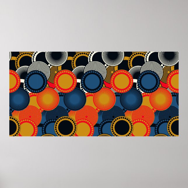 retro style seamless pattern geometric circles in  poster (Front)