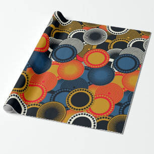 retro style seamless pattern geometric circles in wrapping paper