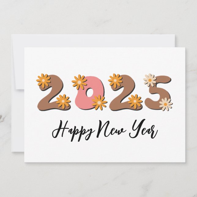 retro style simple happy new years cards 2025 (Front)
