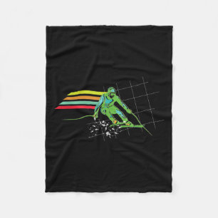 Retro Style Ski T Shirt Snow Ski Shirt Downhill Sk Fleece Blanket