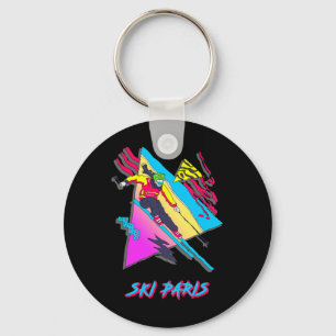 Retro Style Skiing In Paris Graphic Key Ring