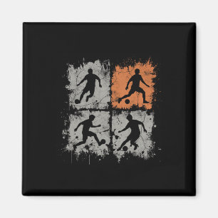 Retro Style Soccer Player Collage Boys Kids Men Co Magnet