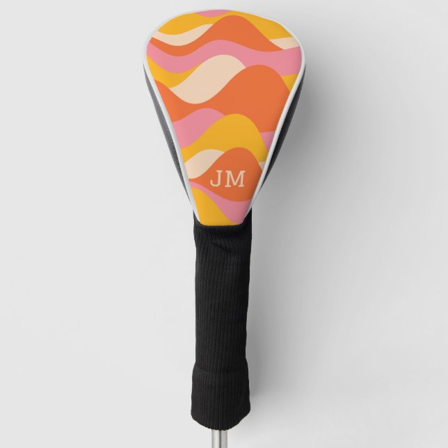 Retro style stormy waves golf head cover (Front)