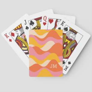 Retro style stormy waves playing cards