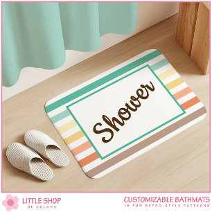 Retro-Style Stripe Pattern Customizable Bath Mat