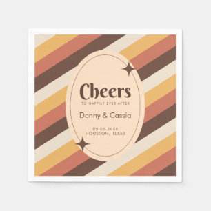 Retro Style Stripes Seventies Groovy 70s Hippie  Napkin