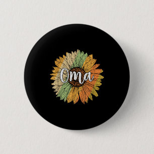 Retro style summer sunflower graphic for oma 6 cm round badge