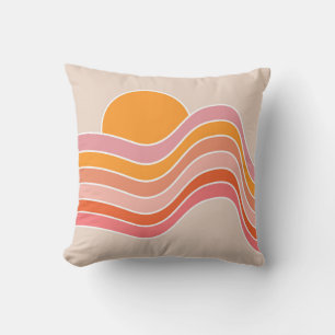 Retro style sunrise illustration cushion