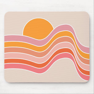 Retro style sunrise illustration mouse pad
