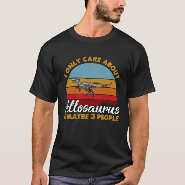 Retro Style Sunset Allosaurus T-Shirt (Front)