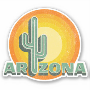 Retro style sunset with Arizona text design