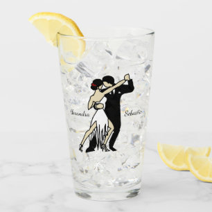Retro-style Tango Dancers Glass