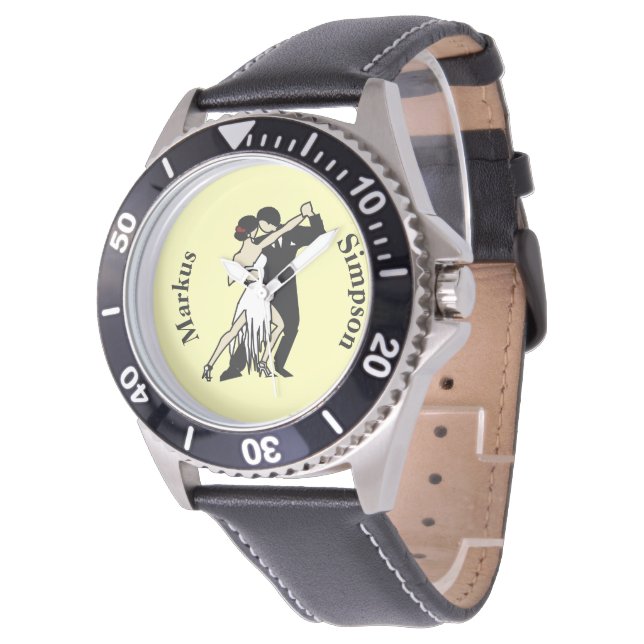 Retro-style Tango Dancers Watch (Angled)
