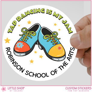 Retro Style Tap Dancing is My Jam Customizable Classic Round Sticker