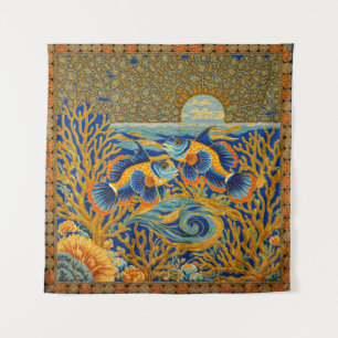 Retro Style Tapestry Orange Mandarin Fish