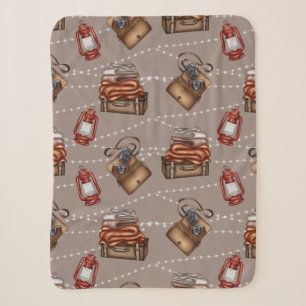 Retro Style Traveler's Things Sherpa Blanket