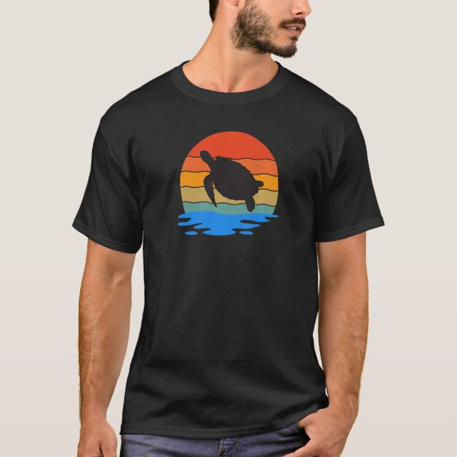 Retro Style Turtle Silhouette Save The Turtles Und T-Shirt (Front)
