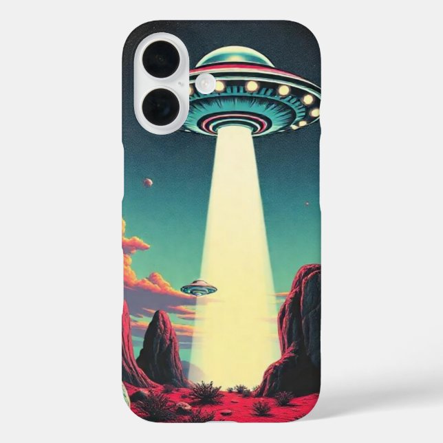 Retro style UFO making contact Case-Mate iPhone Case (Back)