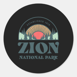 Retro Style Utah Zion National Park Classic Round Sticker