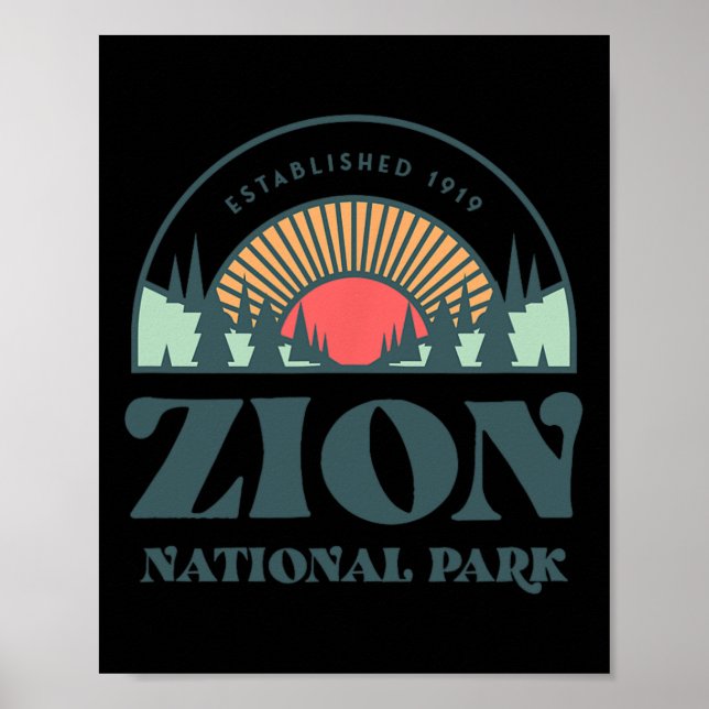 Retro Style Utah Zion National Park  Poster (Front)