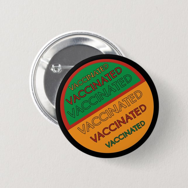 Retro Style Vaccinated (Black Background) 6 Cm Round Badge (Front & Back)