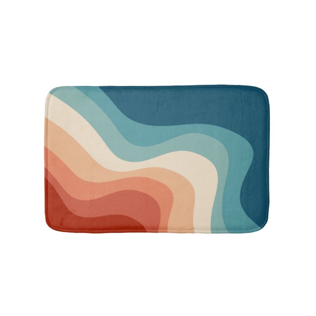 Retro style waves bath mat (Front)