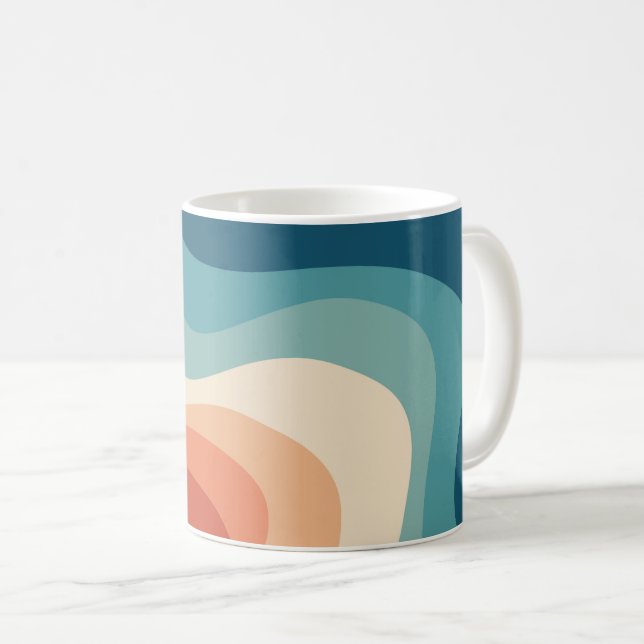 Retro style waves coffee mug (Front Right)