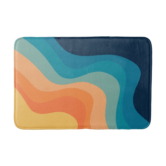 Retro style waves decoration bath mat (Front)